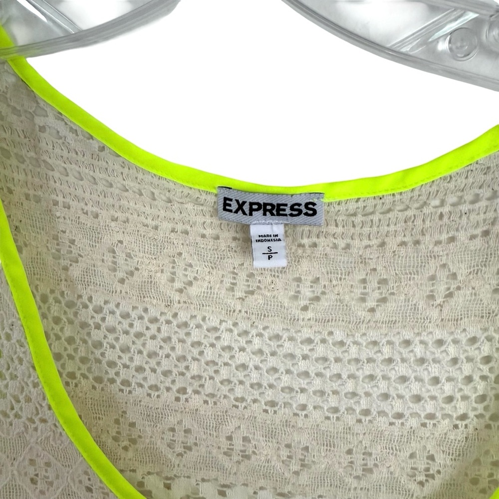 Express Cream and Neon Lace Boho Tank Small - Picture 3 of 6